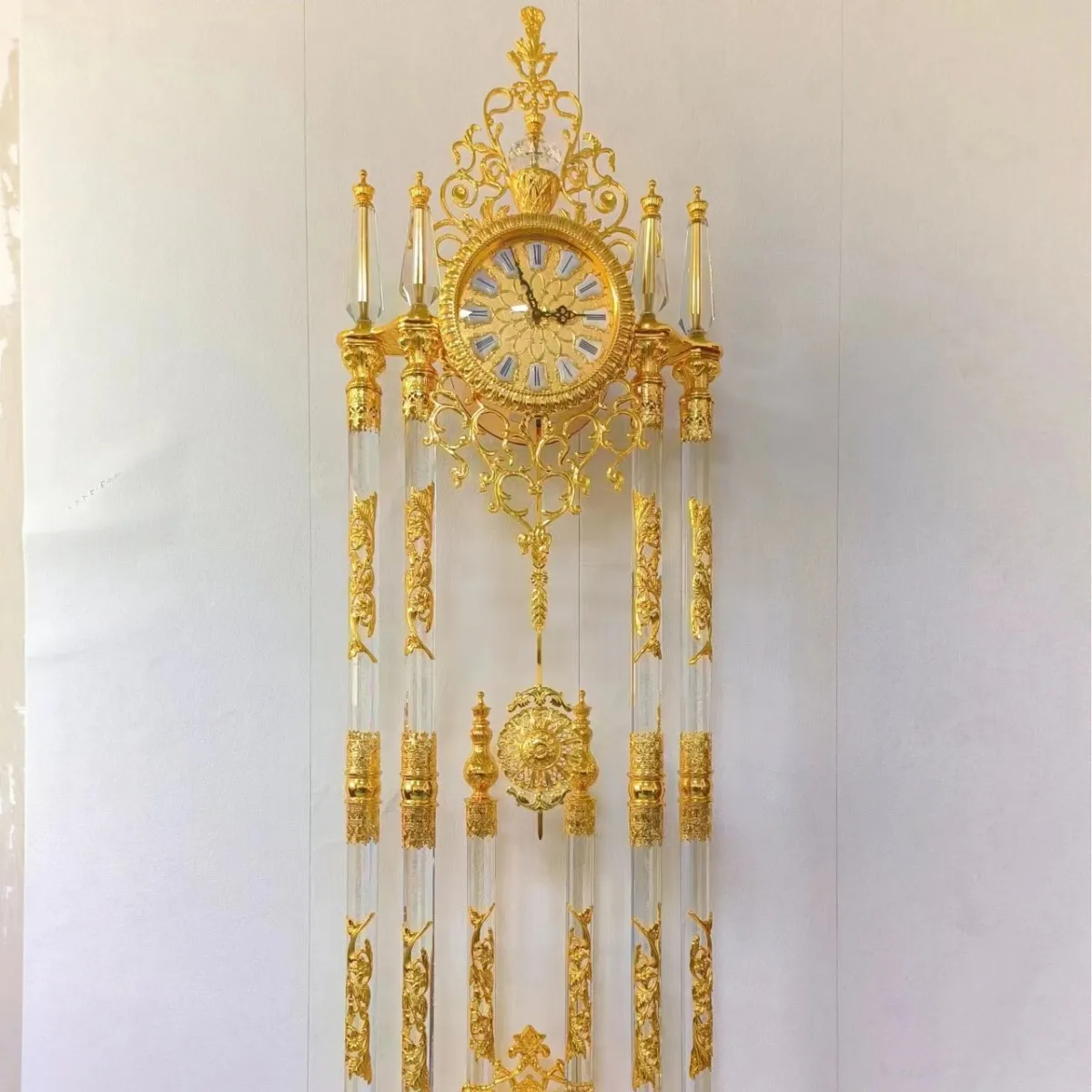 

Japanese, Seiko, movement, European style, floor, crystal column, villa, living room, luxury, floor clock