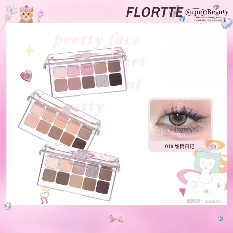 Flortte matt grau rosa Lidschatten verrückte Mädchen Schlafsaal Serie 10 Farbe Lidschatten Palette dauerhafte Glitzer Augen Make-up Kosmetik