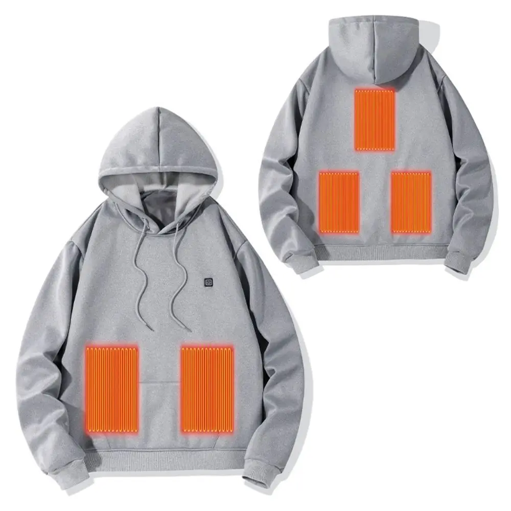 USB Heated Hoodies Washable Lightweight Electric Puffer Jackets 5 Heating Zones Keep Warm Heated Hoodie Coat Outdoor Sports