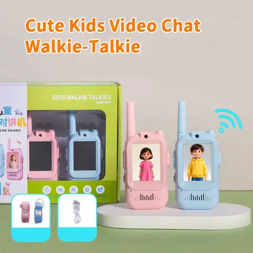 Imagen 1 del producto Walkie Talkie de vídeo para niños con pantalla HD de 2 ""USB-C recargable con un solo clic intercomunicador de llamada HD para niños Gadgets tecnología regalo
