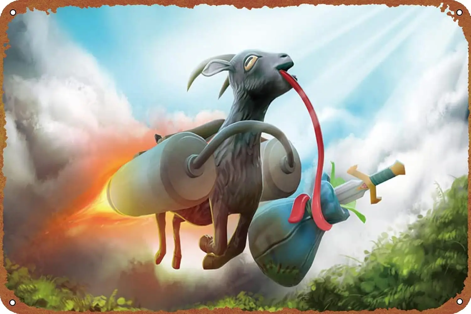 Video Game, Goat Simulator Poster Tin Sign   Vintage Metal Sign Retro Style Bar Pub Man Cave Wall Plaque Decoration Gifts