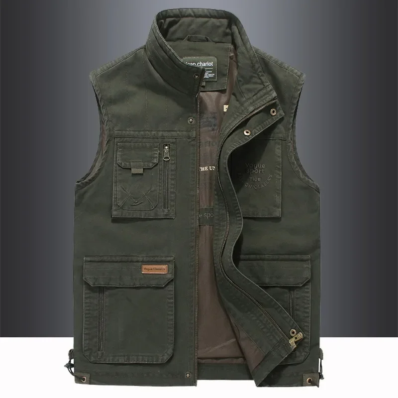 Embroidered Vest Spring Coats Men's Clothing MAN Work Padded Fishing Vests Professional Sleeveless Jacket Tactical