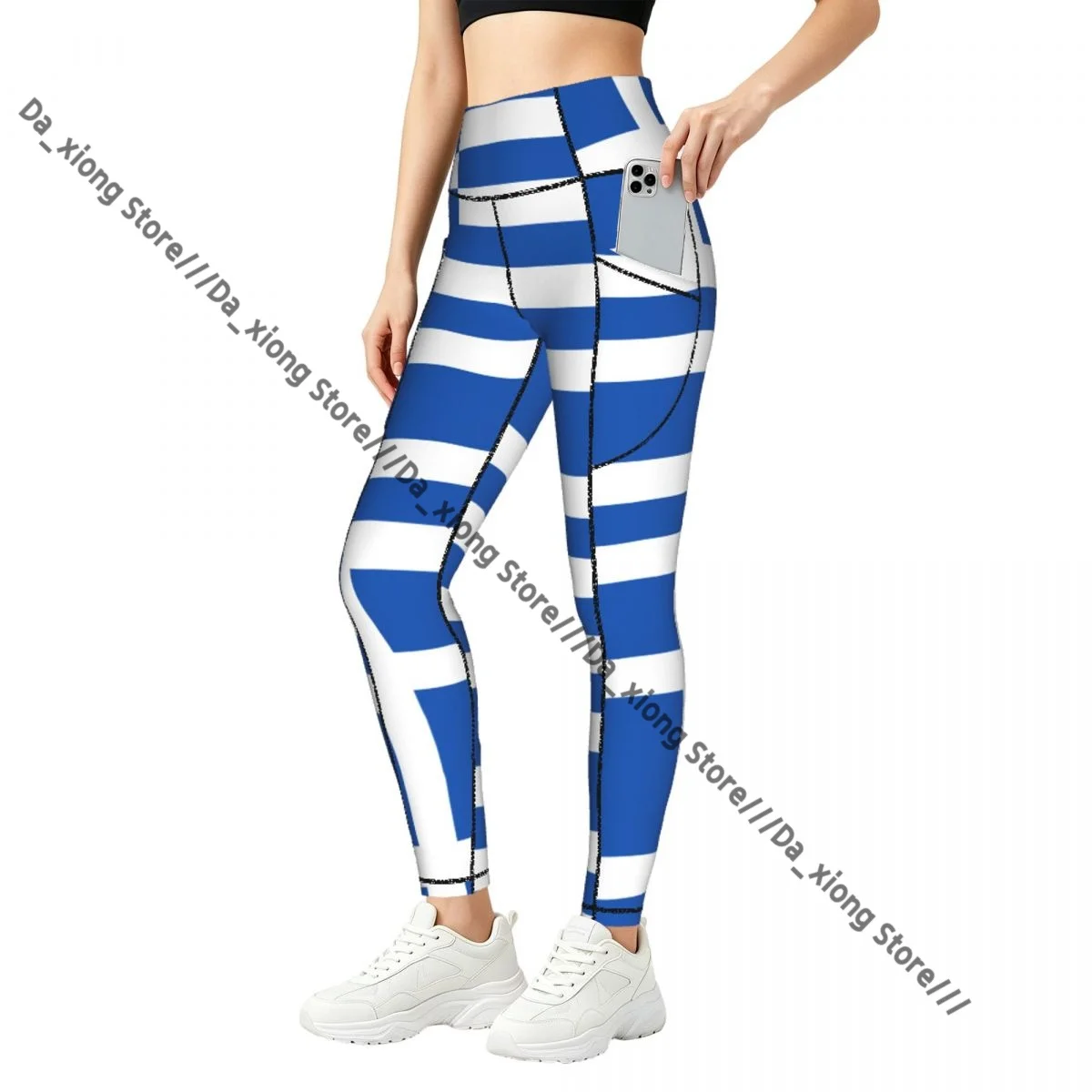 Casual Ladies Yoga Leggings Flag Of Greek High Waist Outdoor Jogging Pants