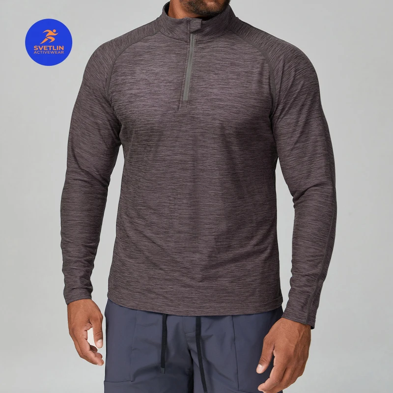 SVETLIN EU US Size Luxury Quality Slim Fit Athletic Long Sleeve T Shirts Two Tone Soft Quick Dry Tops