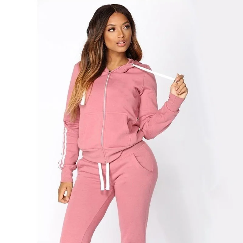 Fashion Women Track Suits Sports Wear Jogging Suits Hoodies+Sweatpants Slim Sweat Suits HoodiesSuits