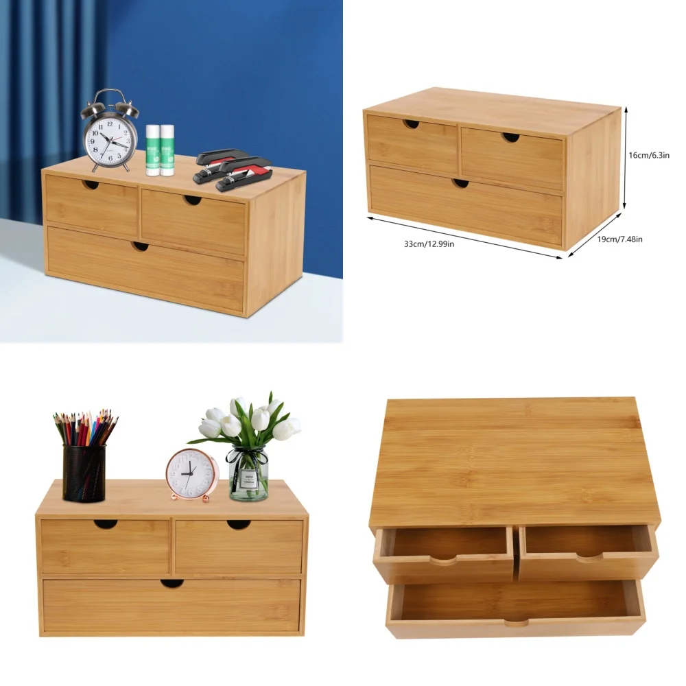 

storage boxesMini Bamboo Desktop Organizer with 3 Drawers Storage Shelf for Office Home Desk Organizer Decor Small Space