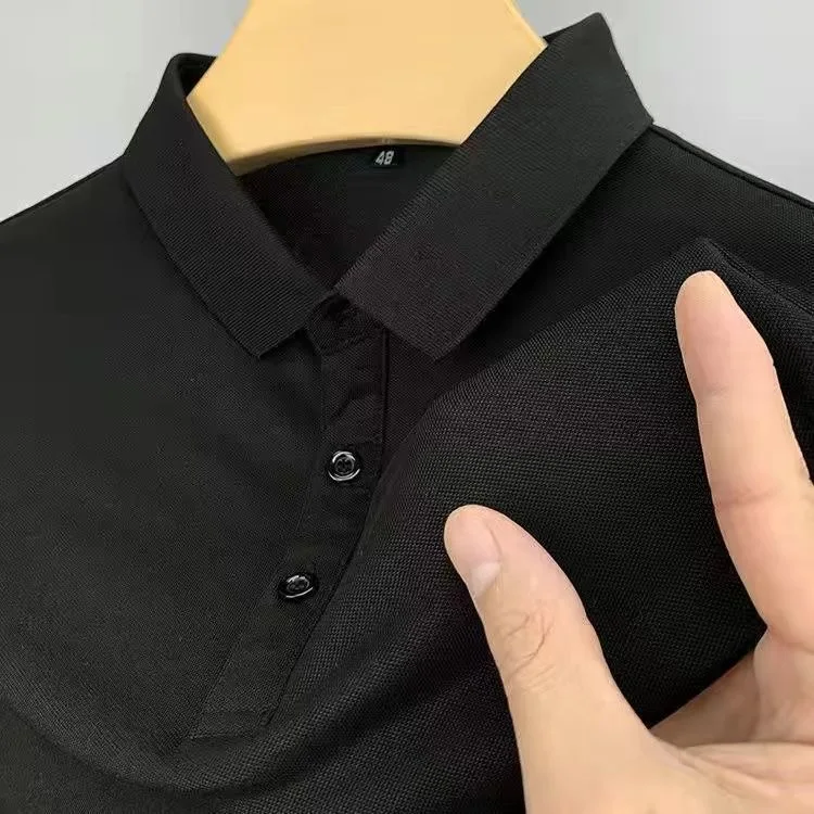 Pure Cotton Short Sleeve  Shirt Men's Tagless Summer Business Casual Slim Fit T-Shirt Ice Oxygen Bar Basic Style