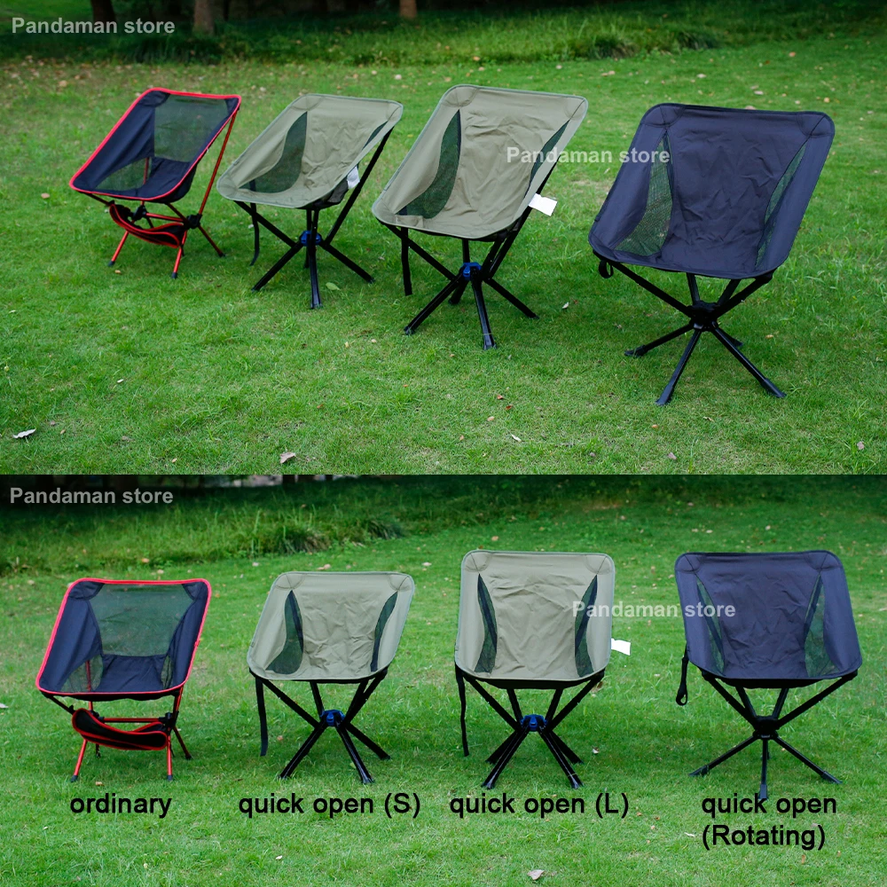 360 Degree Swivel Portable Chair Camping Small Compact Collapsible Folding Chair 5-Second Fast Open