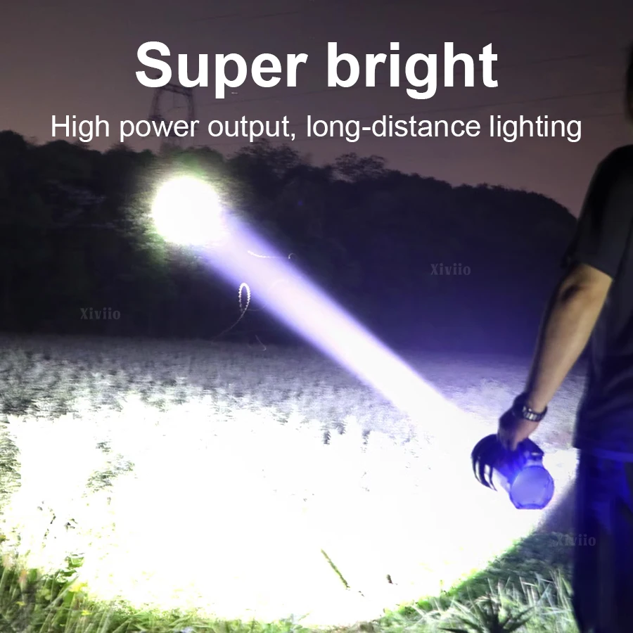 2025 新強力な検索懐中電灯充電式戦術トーチ 2000000LM 超高輝度スポットライトキャンプランプポータブルランタン