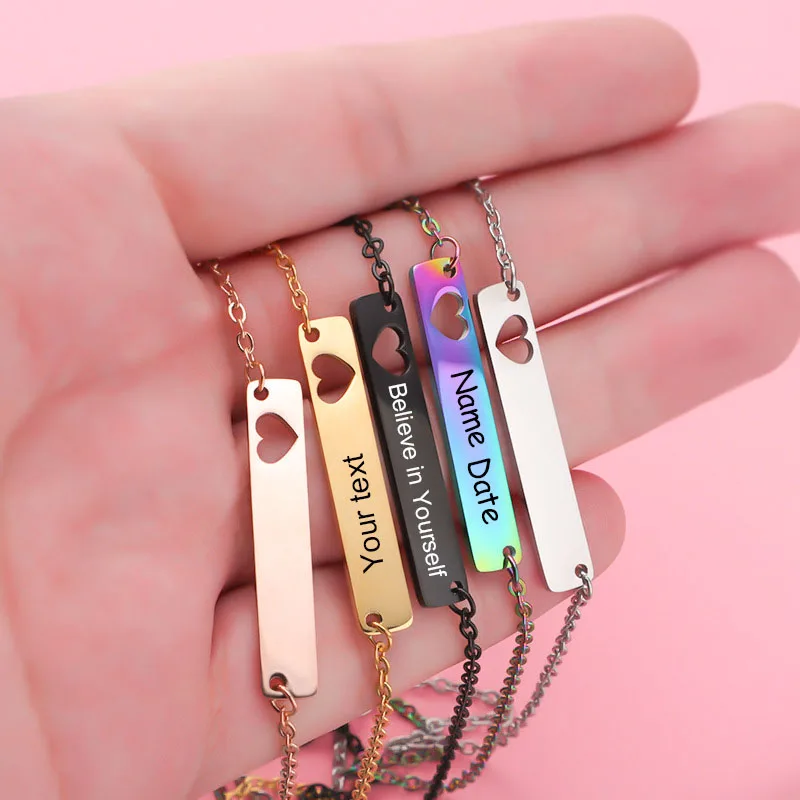 

Heart Custom Necklace for Women Stainless Steel Jewelry Personalized Name Text Pendant Necklaces Gifts for Family and Friends