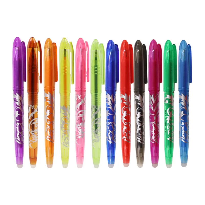 12pcs Erasable Gel Pen Multi-Color0.5mm Tip Painting Writing Drawing School Black Blue Red Pink Orange Green Purple Light Blue