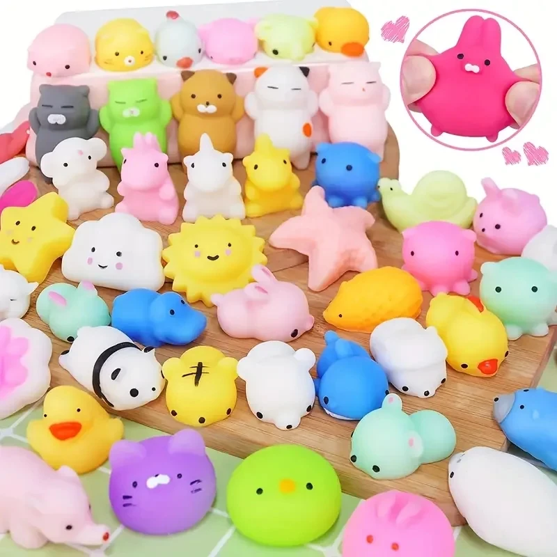 50-10PCS Kawaii Squishies Mochi Anima Squishy Toys For Kids Antistress Ball Squeeze Party Favors Stress Relief Toys For Birthday