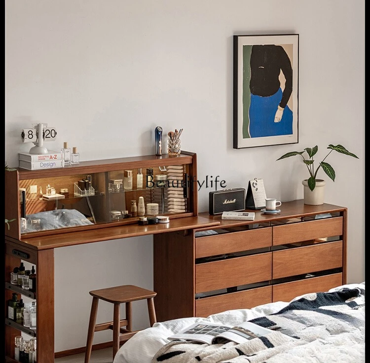 

Solid Wood Dressing Table Nordic Japanese Modern Simple Storage Integrated Corner