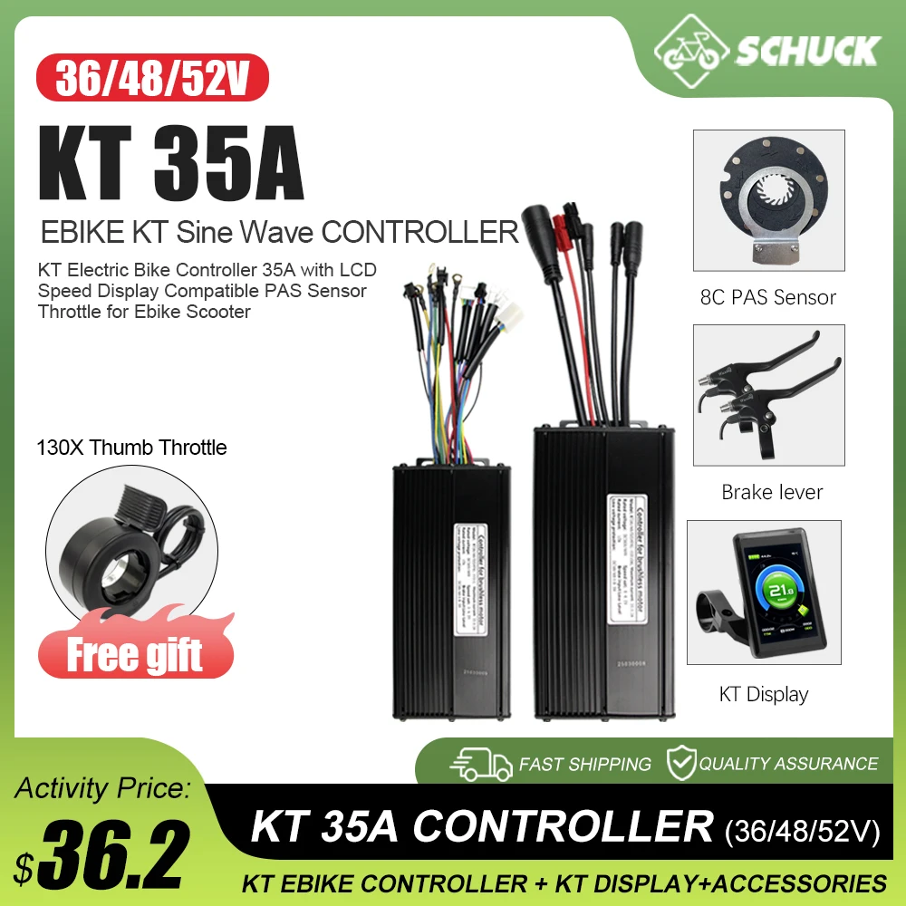 

Electric bicycle 36V 48V 52V 35A Sine Wave KT Controller SM/Waterproof Plug With Light Function For 1000W/1500W hub Motor Parts