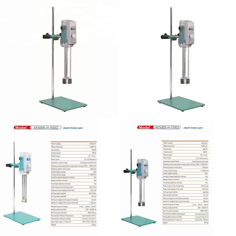 

Лабораторный высокоскоростной эмульгатор-миксер AE500S H 90G с цифровым дисплеем
