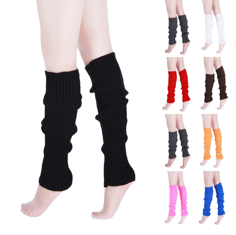 Cute Color Knitted Leg Women Candy Cover JK Girl Pile-up Socks Leggings Female Versatile Knit Sleeve Leg Warmers