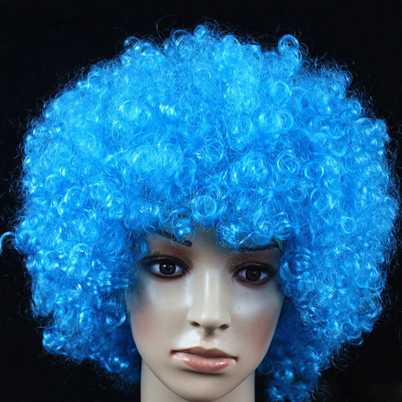 Frauen lockige Cosplay Perücke kurze gewellte lockige Haare bunte synthetische Perücke für tägliche Party Männer Fußball Fan tragen Kinder Perücken – Detail 13