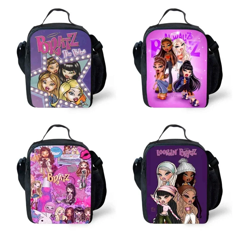 Bratz Lunch bags for Child,Cartoon School Picnic Bags for Girls Boys,Large Kids Cooler Bags for 4-10 years