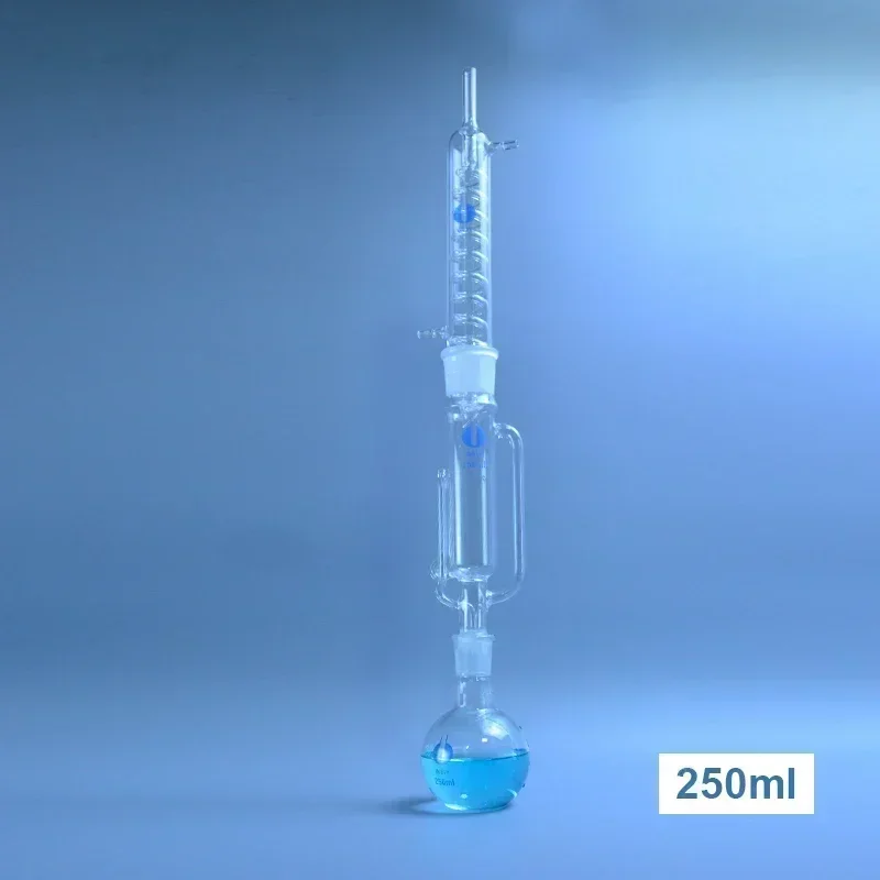 High-quality 150ml 250ml 500ml Lab Glass Soxhlet Extractor with Coiled Bulbed Condenser Set