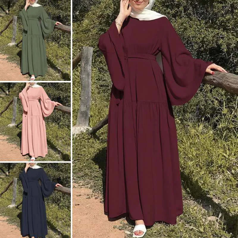 

Muslim Women Dresses Long Luxury Flared Sleeves Swing Evening Modest Dress for Lady Dubai Abaya Caftan Marocain Islamic Vestidos