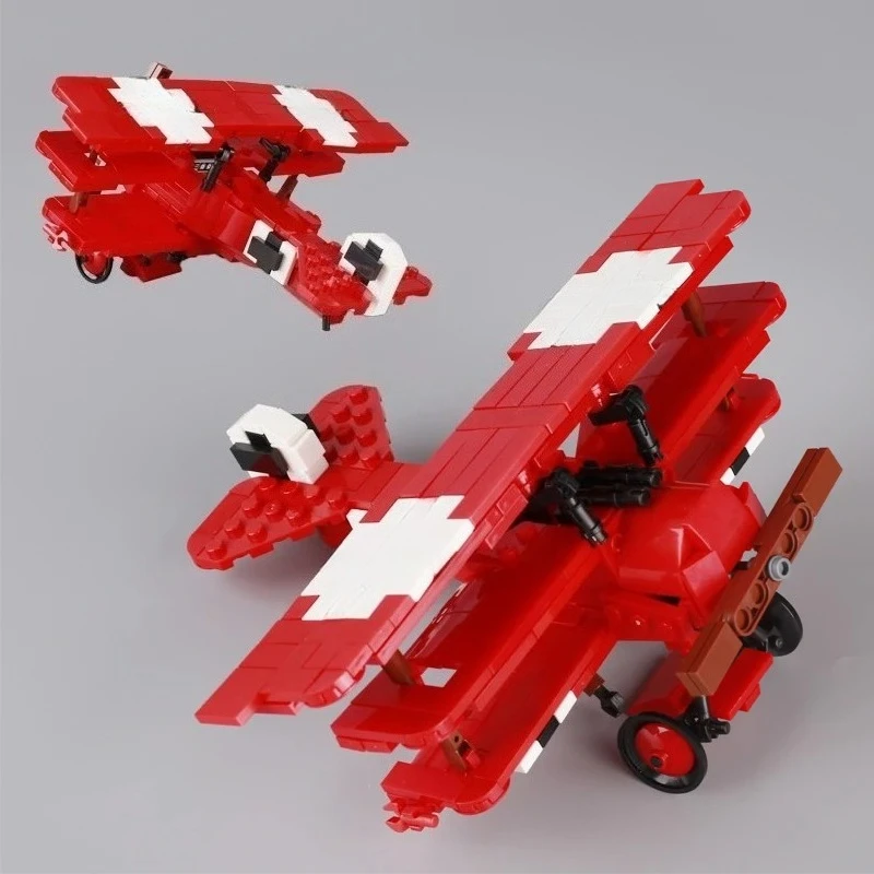 WW2 German US Military Fighter Aircraft Building Blocks Soviet  Army Soldier Figures Fokker DR-1 Plane MOC Model Bricks Kids Toy