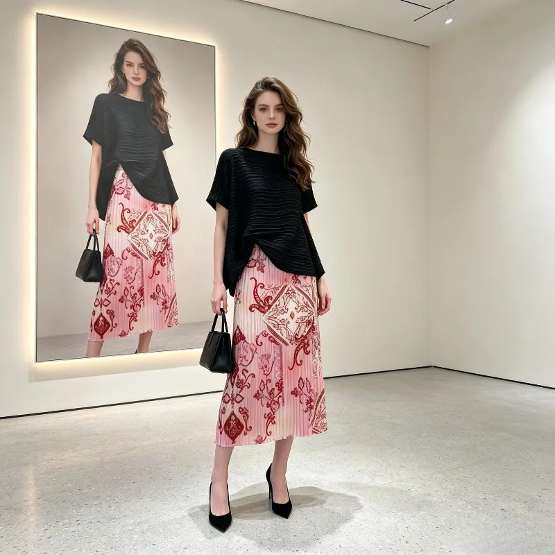 Miyake Pleated 2026 Original Skirt for Women Summer New Style Draped Slimming Pleated Fashionable Elegant Mid-Length Skirt Pleat