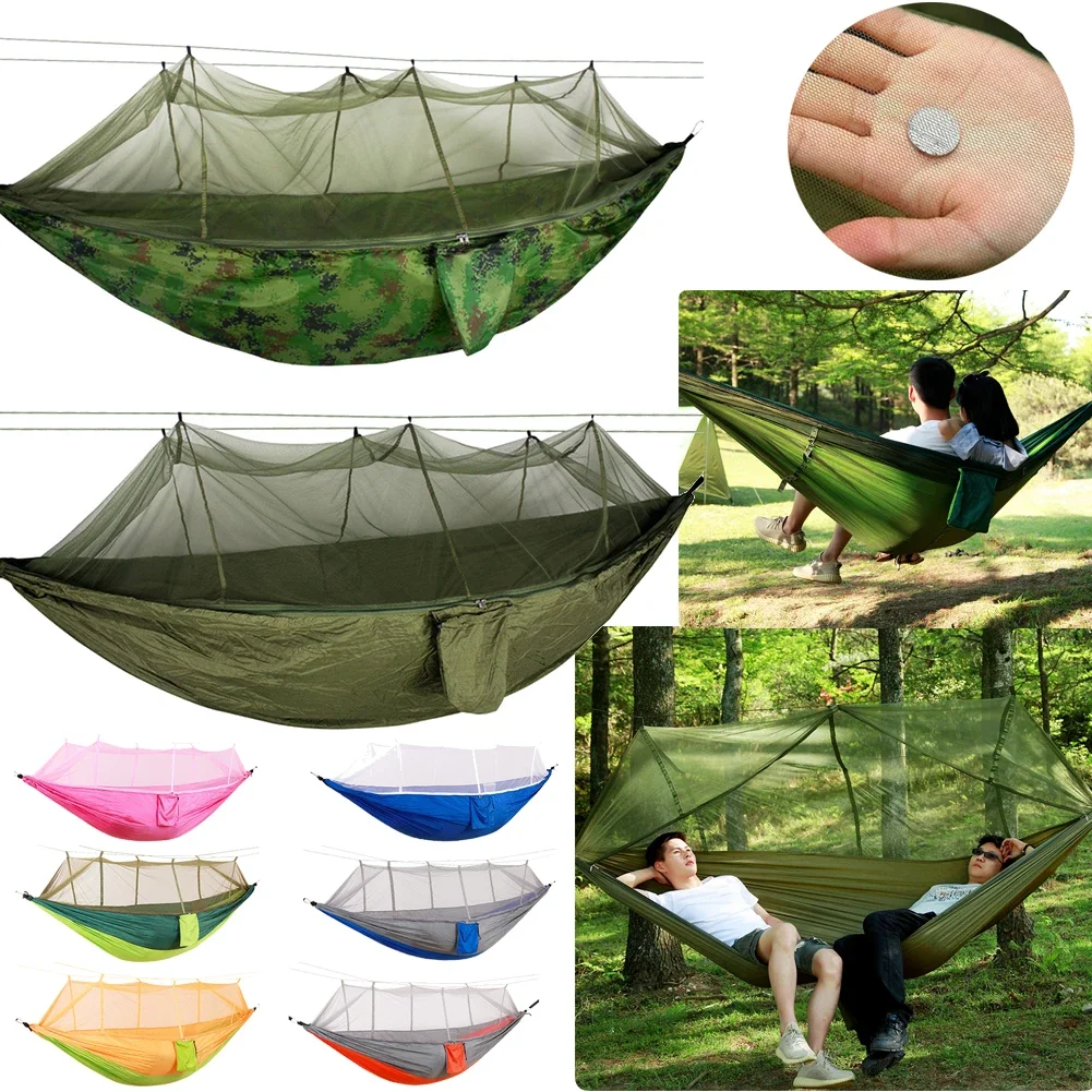 1/2Person Lightweight Camping Hammock Tent Awning Rain Fly Tarp Waterproof Mosquito Net Hammock Canopy 210T Nylon Hammocks