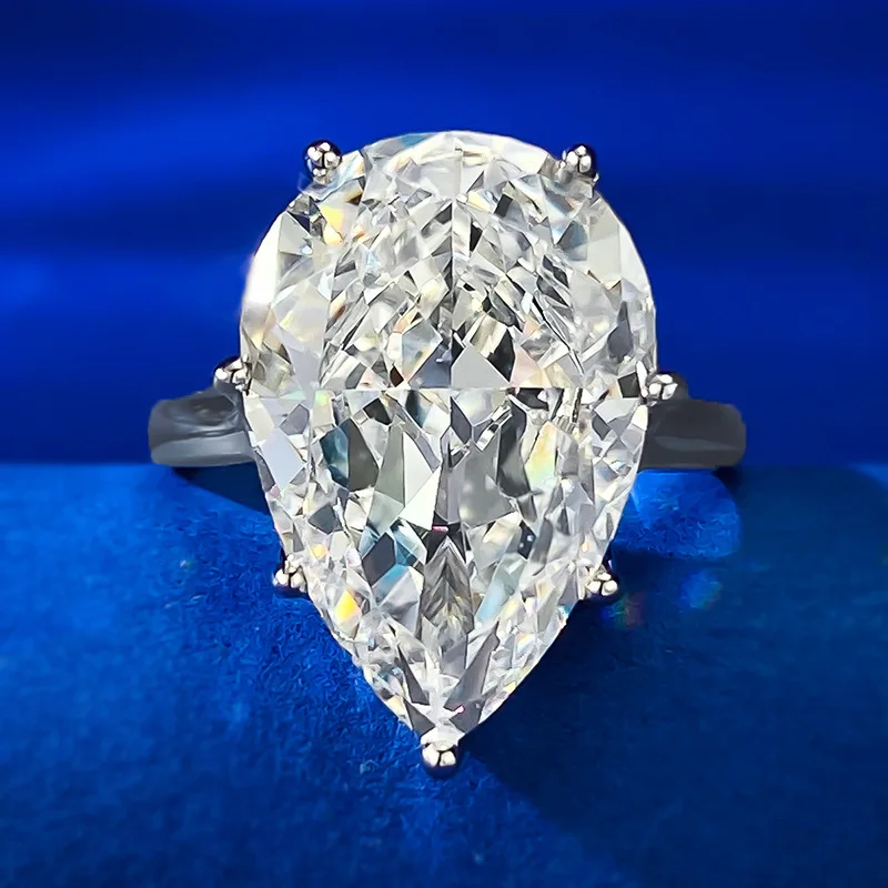S925 Silver New Imported High Carbon Zircon Inlay 12 * 18 Ring Women's