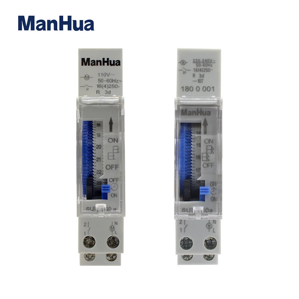 ManHua 110V/220-240VAC SUL180a Mechanical Analog Time Switch 24 Hour Mechanical Programmable DIN Rail Time Switch timer switch