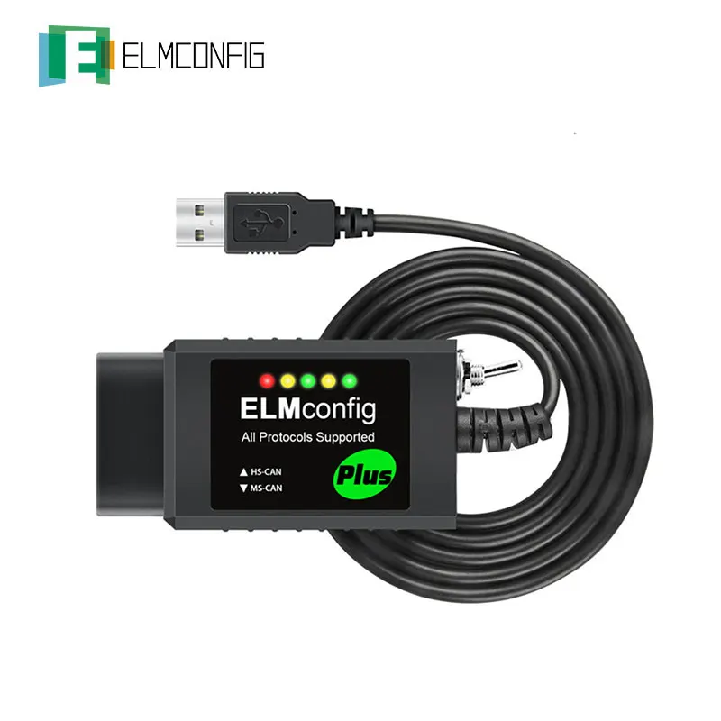 FOR-Scan USB ELMCONFIG ELM327 V1.5 MS-CAN Switch OBD2 Scanner for Ford Automotive Coding Work with ELMconfig FoCCCus New Updated