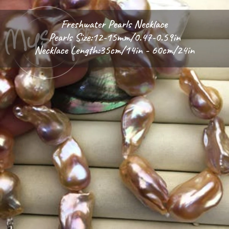 

MYSOYA Large Purple Baroque Freshwater Pearl Necklace 12-15mm With Gift Box, For Her/Him, Birthday/WeddIng/Christmas/New Year