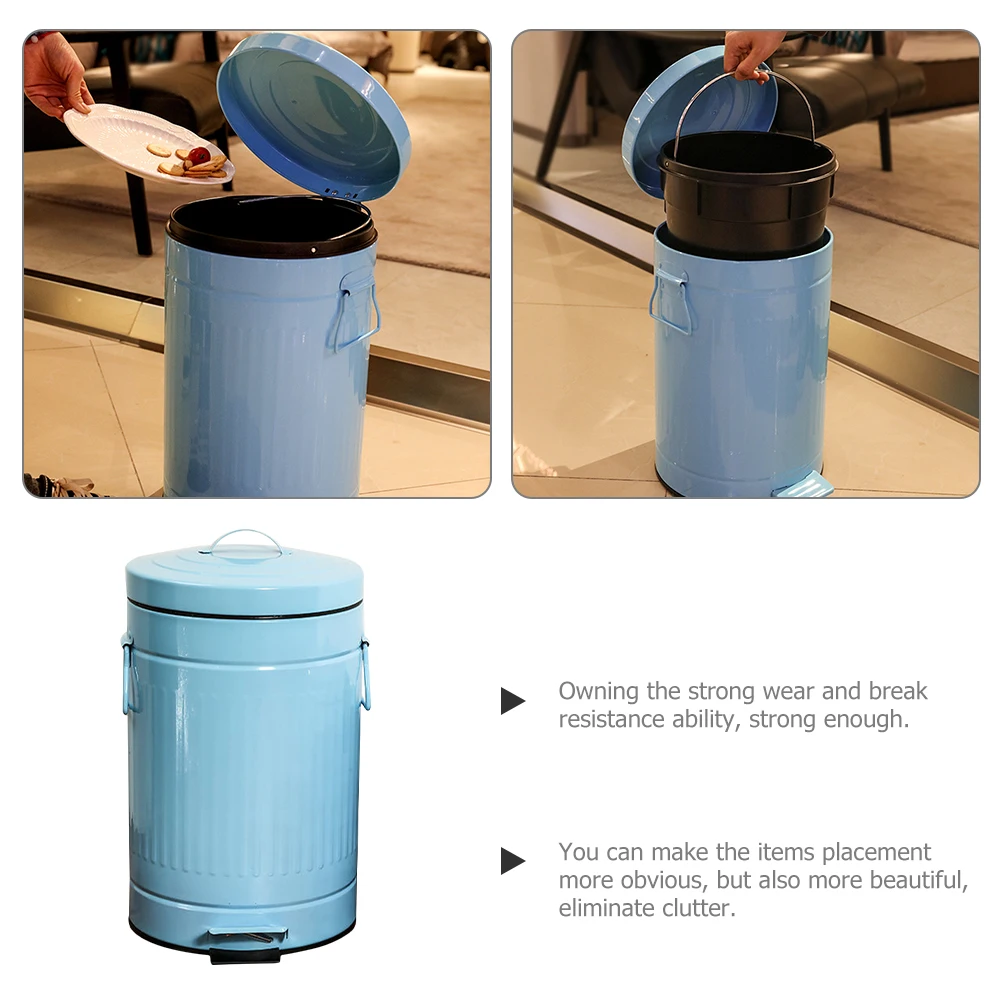 

Foot operated Trash Can 5L Large Capacity Kitchen Bathroom Waste Basket Pedal Bin Lidded Dustbin Iron Material Garbage Box