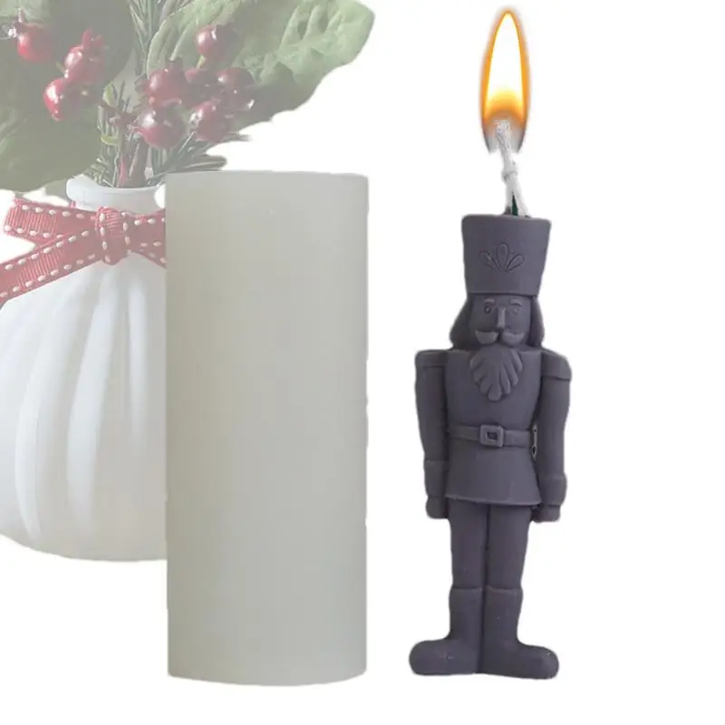 

King-Shaped Candle Casting Mold Reusable Silicone Human-Shaped Candle Crafting Mold Making Nutcracker Statue Epoxy Casting Mold