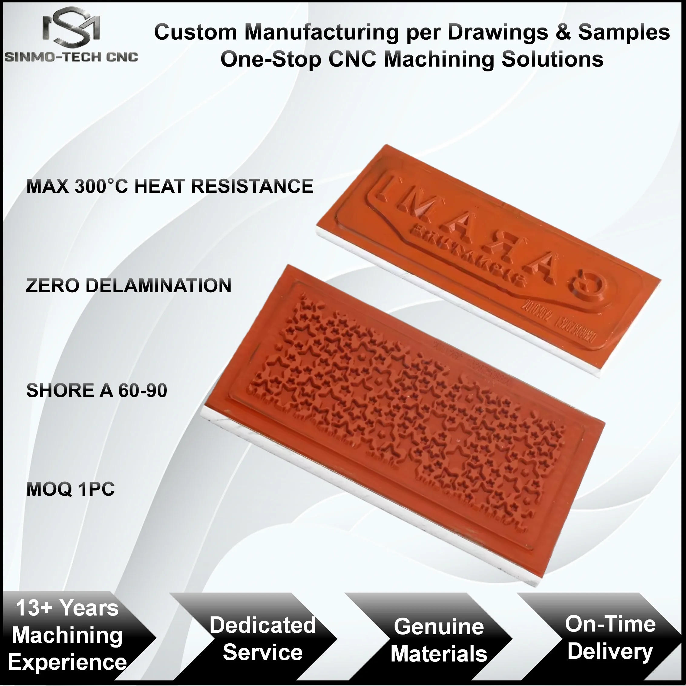 Custom Hot Stamping Silicone Rubber Plate, Precision CNC Engraved Metal Backed Silicone Sheet for Foil Stamping, MOQ 1pc