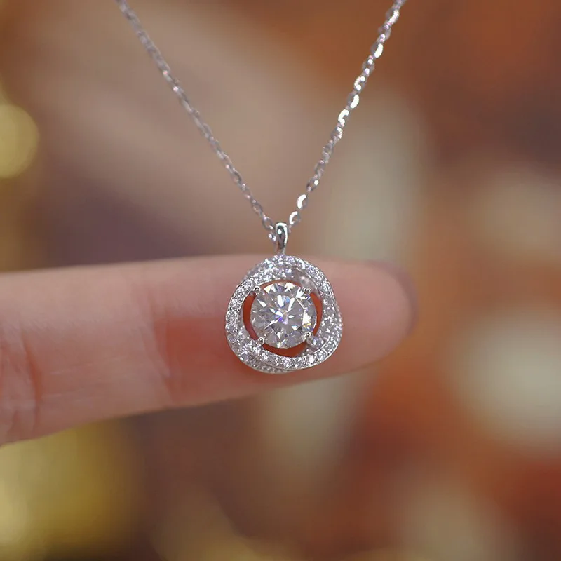 925 Sterling Silver Jewelry Exquisite Crystal Mobius Strip Pendant Necklace For Women Choker Chain Wedding Party Jewelry Gift