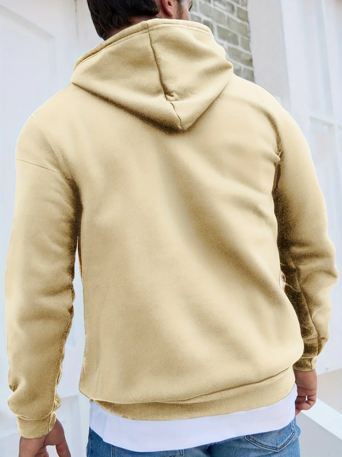 الرجال الخريف والشتاء عارضة أزياء فضفاضة بالإضافة إلى حجم بسيط إلكتروني مطبوعة الصوف البلوز طويلة الأكمام مقنعين البلوز