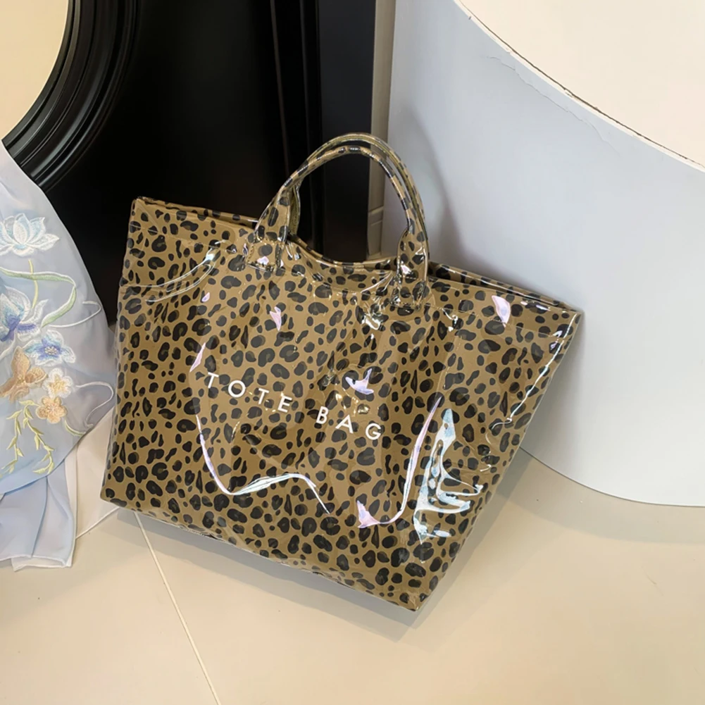 Fashion Large Capacity Handbag Leopard Pattern Tote Bag PVC 2025 Fashionable Handbag Soft Simple Trendy Handbag