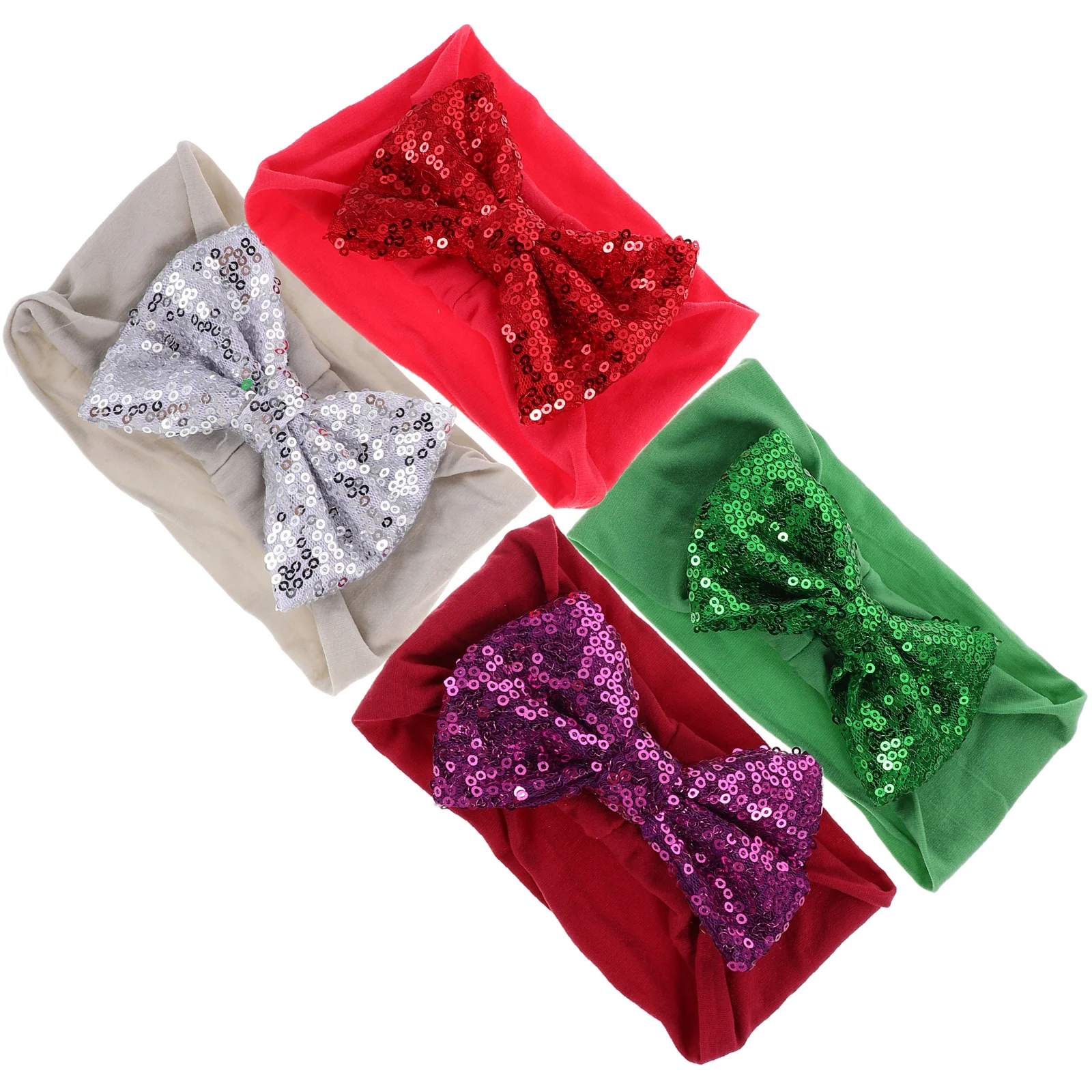

4 Pcs 's Headband Glitter Bow Headbands Girls Hair Elastic Headwraps Bows Polyester Infant
