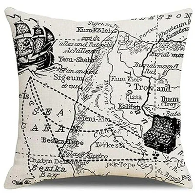 Nautical décor pillowcase compass and anchor cushion cover Marine style home décor linen pillowcase 45X45cm