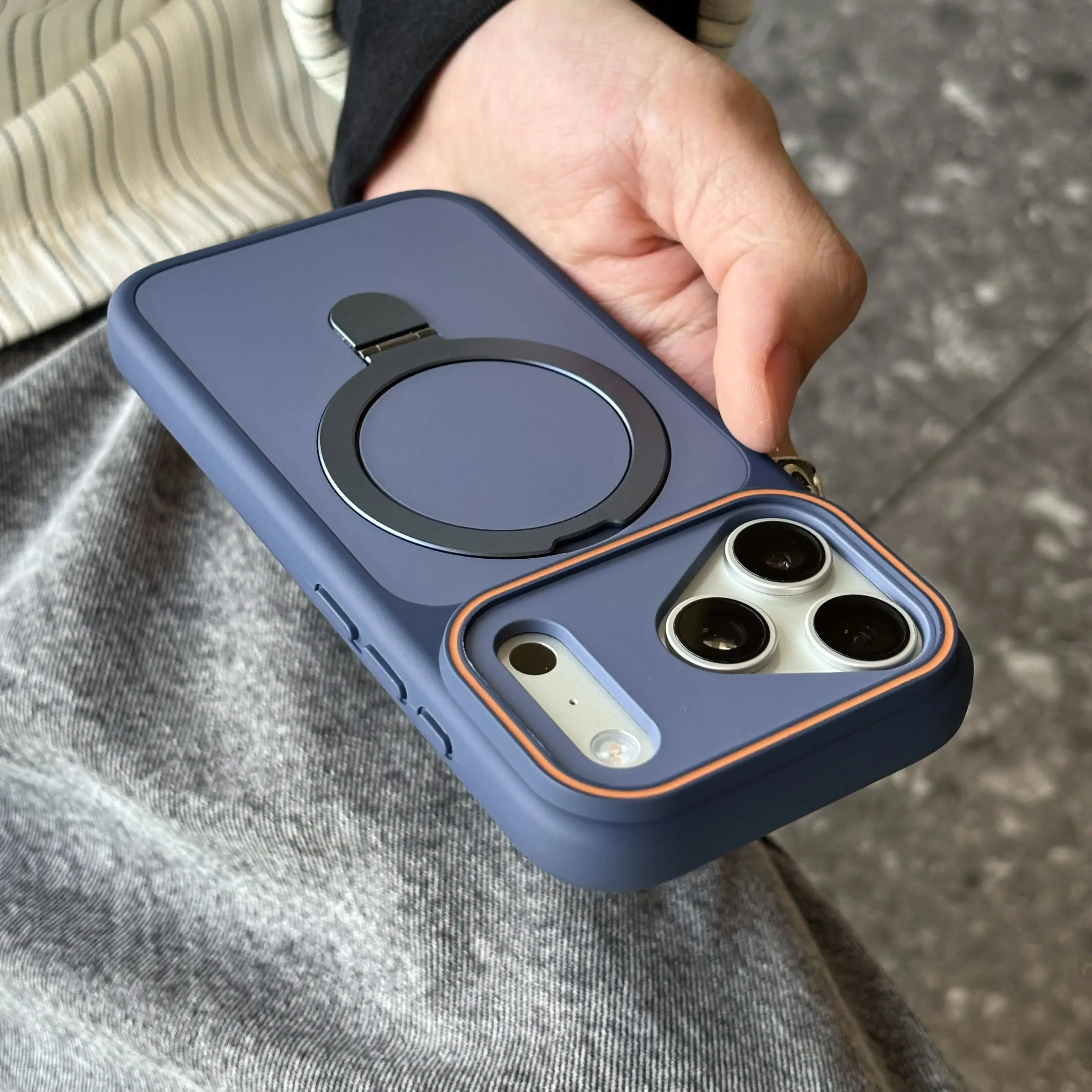 Stoßfeste Matte Schutzhülle mit Ständer für iPhone 17 18 Air 16 14 15 Plus 13 12 Pro Max, kompatibel mit Magsafe, magnetische Panzerhülle – Detail 7