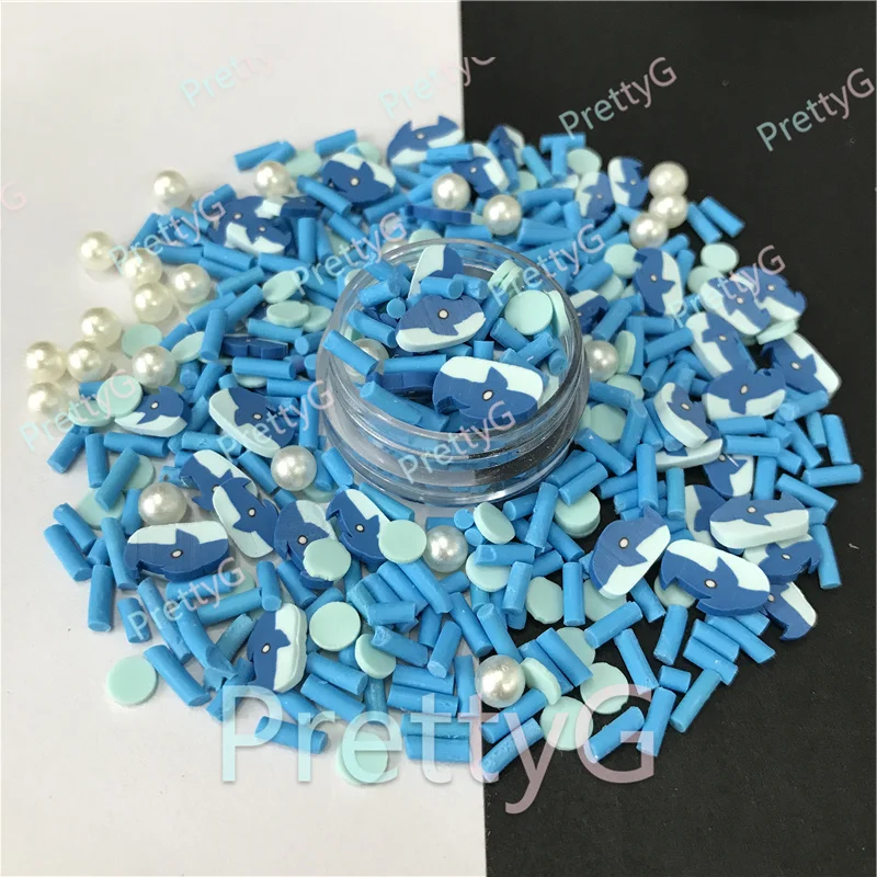 Prettyg 1 Doos Haai Vormige Plakjes Levert Polymeer Zachte Klei Diy Decoratie Voor Hars Fimo Nail Art Ambachten Slime Cake dessert