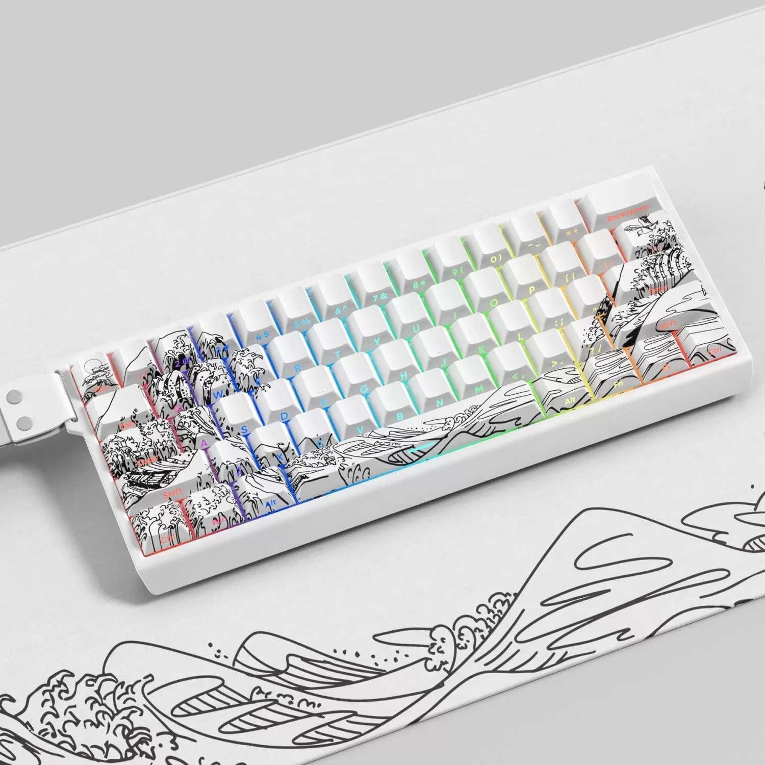 129 Keys PBT Keycap Ukiyoe Keycaps Side Print Backlit RGB Cherry Profile Dye-Sub for Cherry MX Gamer Mechanical Keyboard Caps