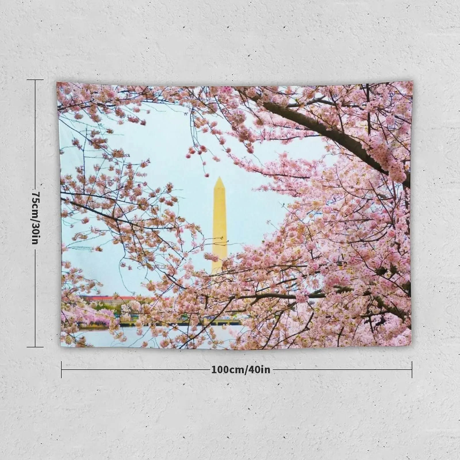 Cherry Blossoms and Washington DC Monument Tapestry House Decorations Room Aesthetic Decoration Bedroom Tapestry