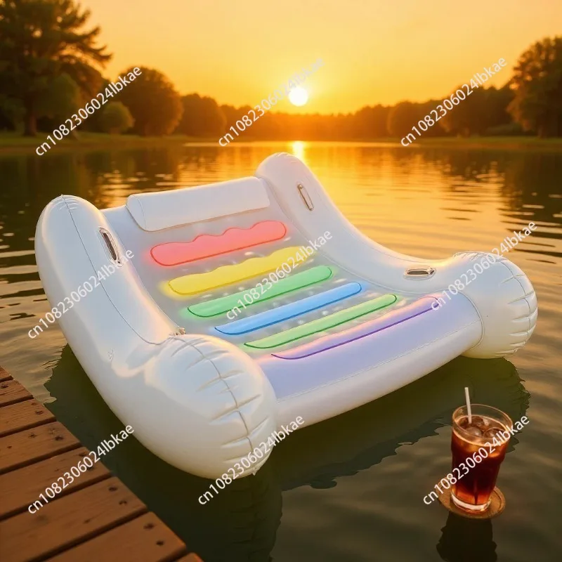 New water inflatable rocking chair sofa floating floating bed foldable summer backrest floating row water deck chair pool pie