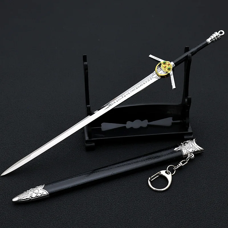 22cm UNCUT Sword AMERCIA Wild Hunt Witch Game Norse Mythology Peripheral Metal Model Keychain Action Figures Gift Toys Game Boys