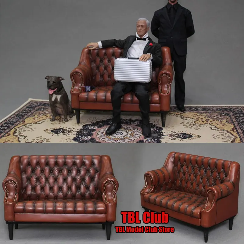 SZ01 1/6 Scale Soldier Sofa Handrail Back Two Person Leather Sofa Home Scene Accessories Fit 12inch Action Figure Doll