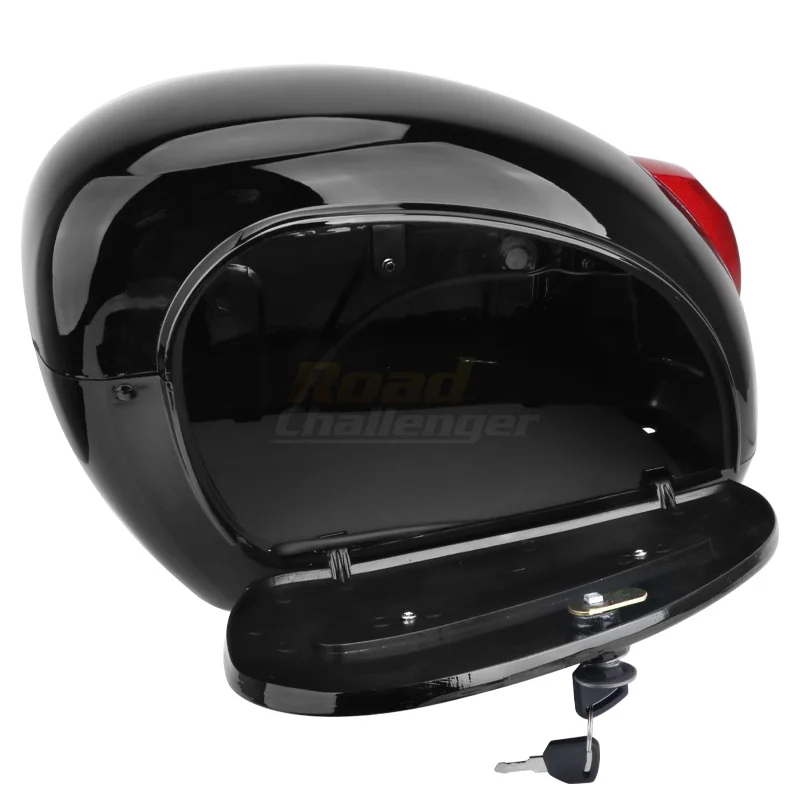 Sacoche de Selle Universelle pour Moto Harley Suzuki Honda Yamaha, Valise Latérale Rigide avec Lumière Rouge, Outil de Coffre