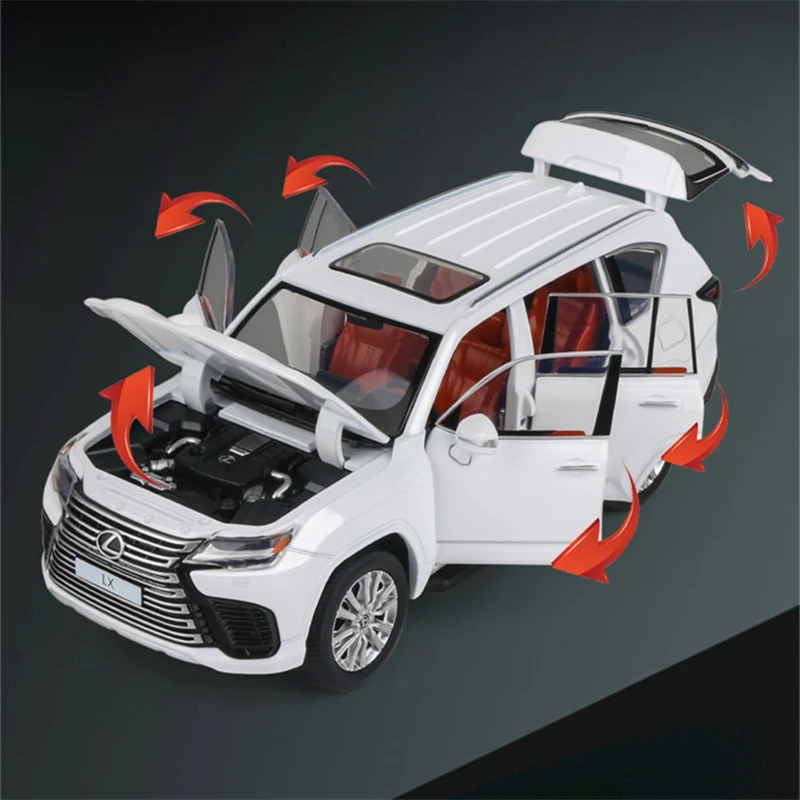 1:32 LX600 SUV Alloy Car Model Diecast Metal Toy Off-road Vehicles Car Model High Simulation Collection With Light Children Gift