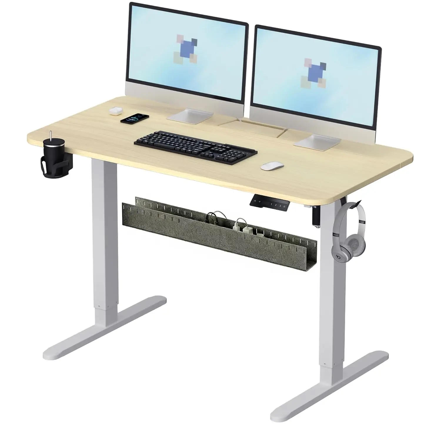 Standing Desk Hidden Cable Management 48x24 Lightwood, Customized