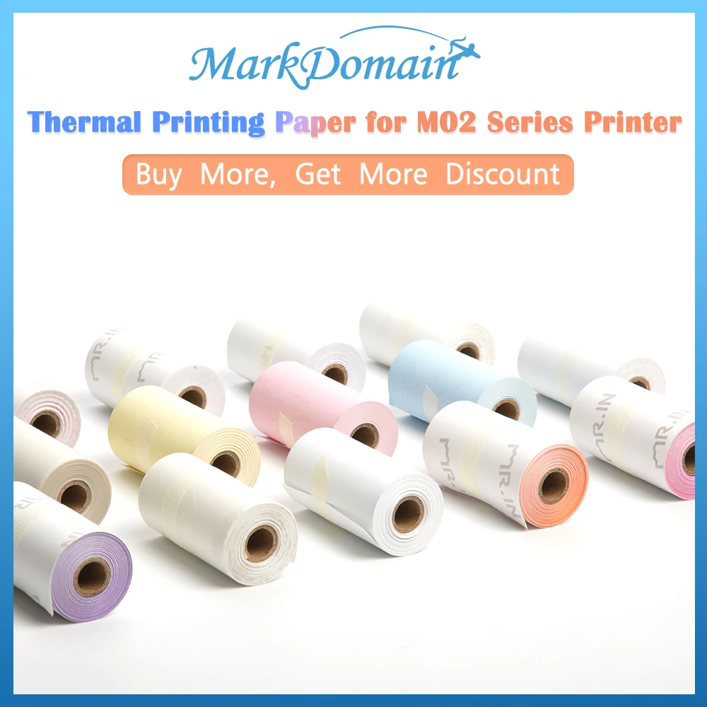 10.5M 3/6rolls White Adhesive Thermal Paper Transparent Thermal Label Sticker Custom Printable Sticker Paper for M02/M03 Printer